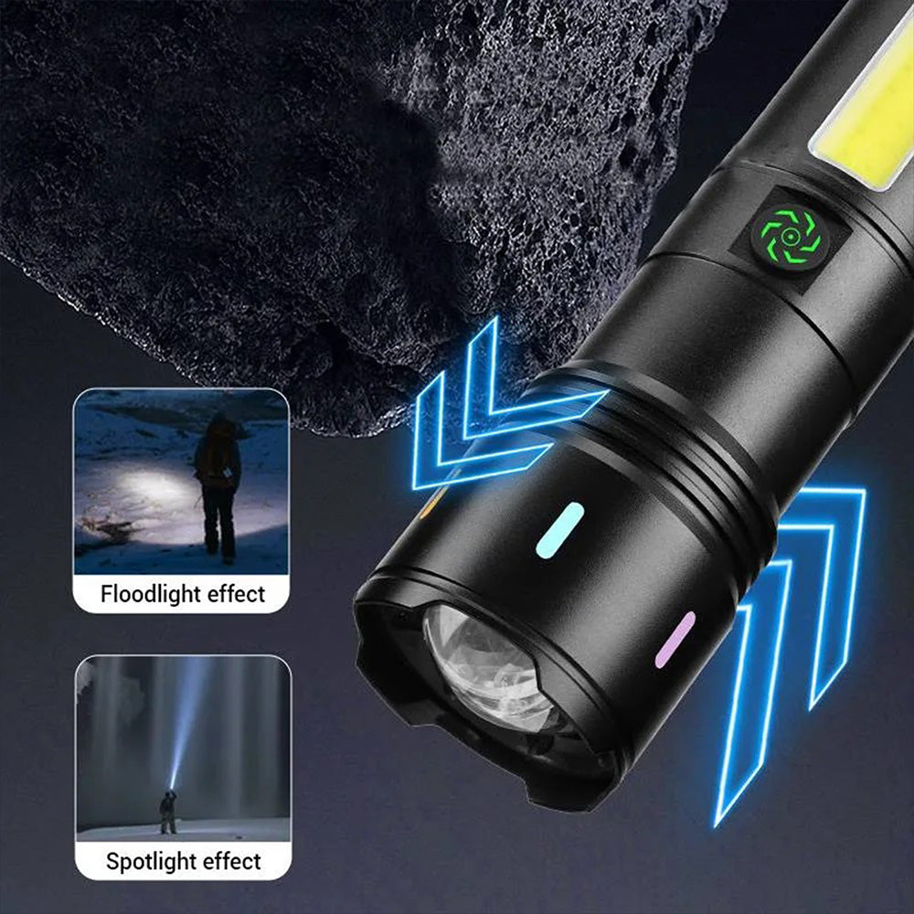 كشاف يدوي S-7706 LED قوي قابل للشحن مقاوم للماء مع باور بنك