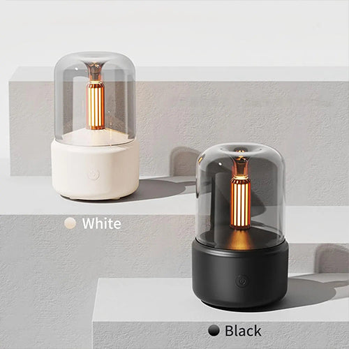 فواحة ومرطب هواء DENX DX2550 بإضاءة LED تحاكي ضوء الشموع وسعة 120 مللي لون أسود