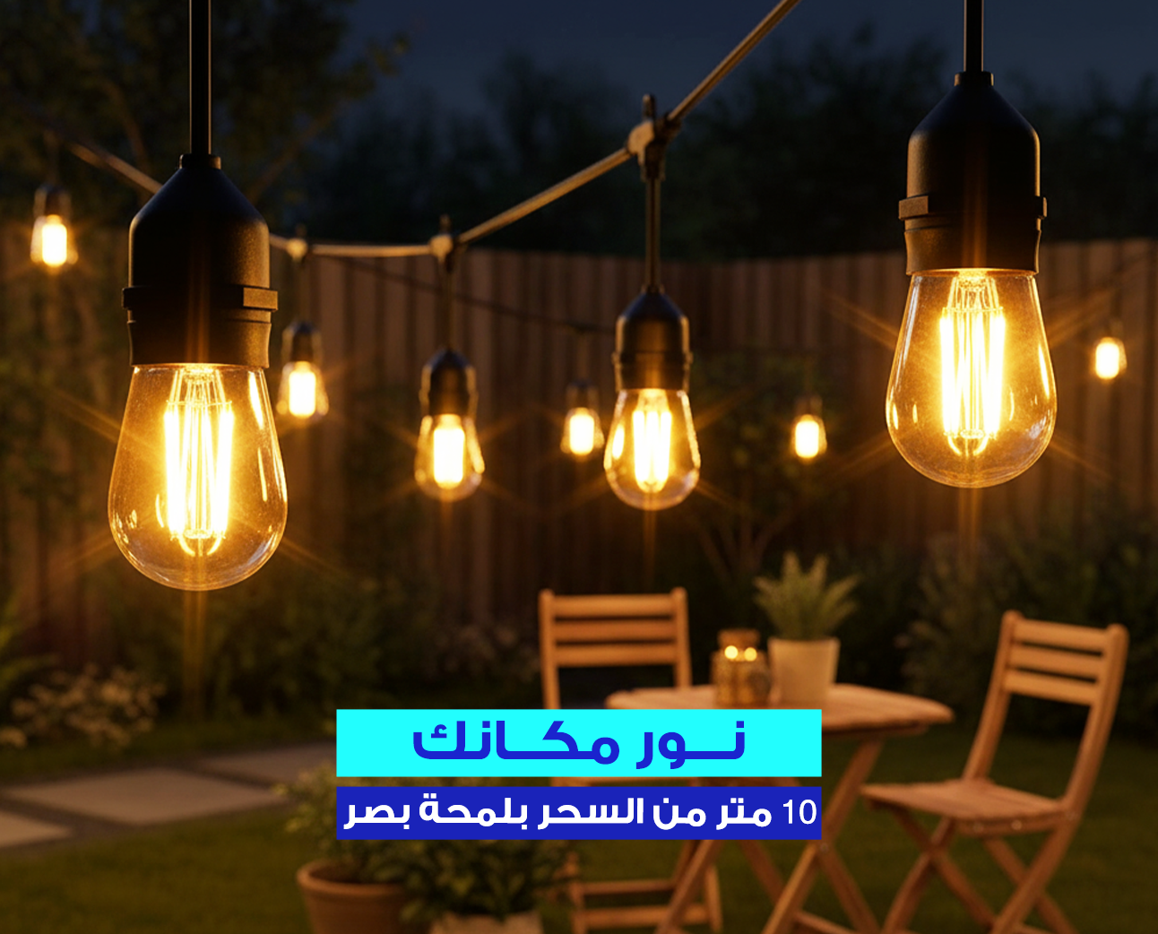 سلسلة إضاءة LED خارجية مقاومة للماء IP65 بتوصيل متعدد وكابل مطاطي متين 10 أمتار