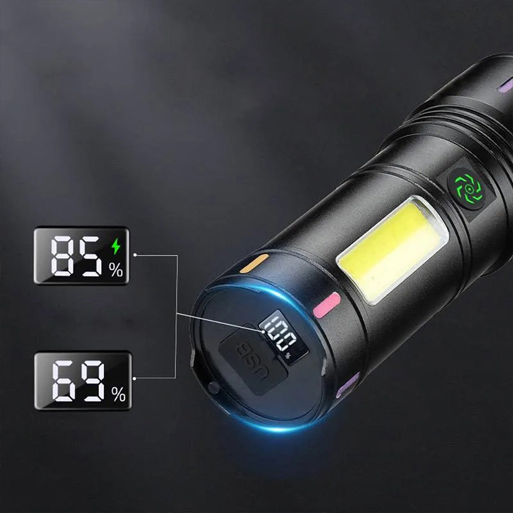 كشاف يدوي S-7706 LED قوي قابل للشحن مقاوم للماء مع باور بنك