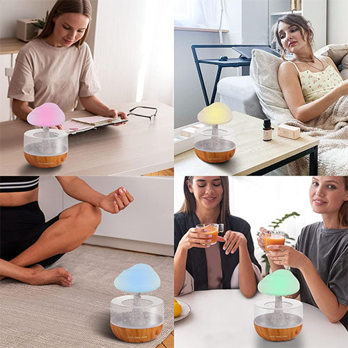 مرطب هواء السحابة الممطرة مع صوت قطرة الماء و 7 أضواء LED للنوم والاسترخاء