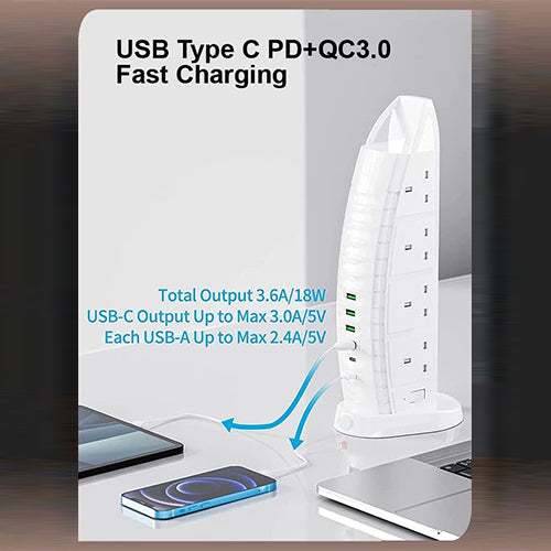 توصيلة كهرباء برج العرب 2500 واط 8 مخارج + USB