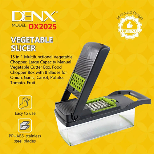 قطاعة خضروات DENX DX2025 متعددة الوظائف 15×1 لتقطيع الخضار والفواكة